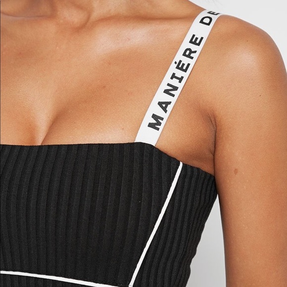 Black Contrast Bodycon Mini Dress - Picture 2 of 5